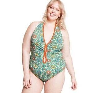 Rhode x Target Halter One-piece Green Floral Swimsuit Size XXL
